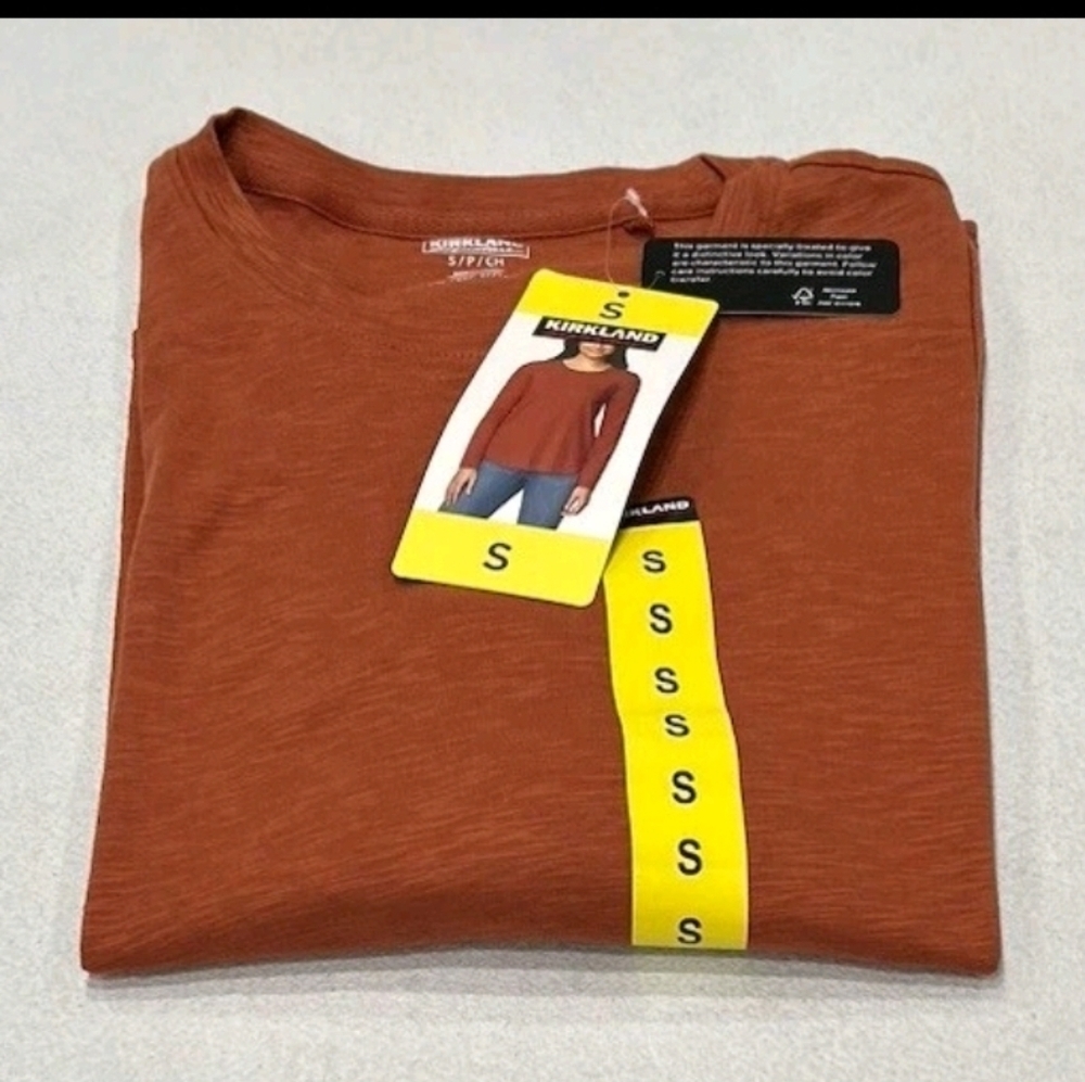 Kirkland Signature Women's Long-Sleeve Slub Tee, Rust